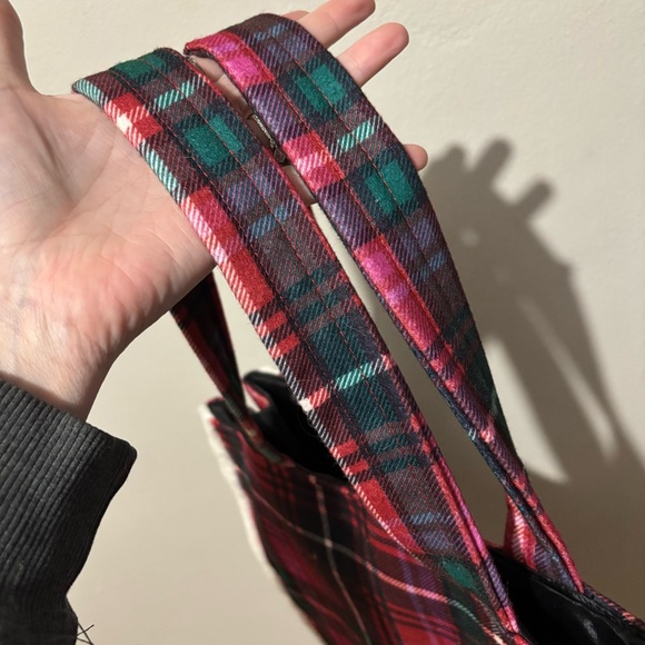 Victoria's Secret Tartan Plaid Shearling Logo Tote Bag Shoulder Purse - Picture 7 of 9